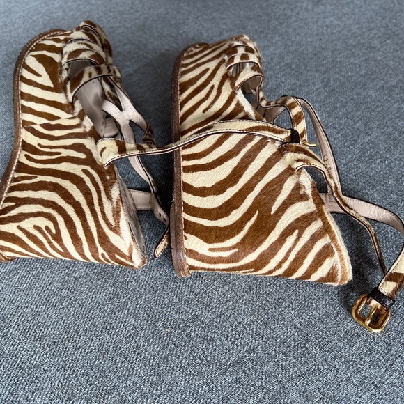 Prada Pony Skin Zebra Wedges European size 40 . Brown and Beige . - Picture 8 of 16
